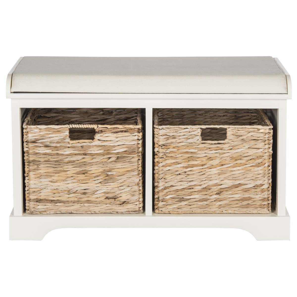 Safavieh Freddy Wicker Storage Bench - Distressed White