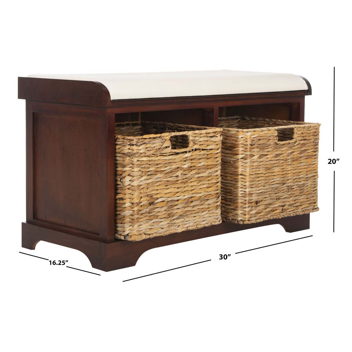 Safavieh Freddy Wicker Storage Bench - Cherry