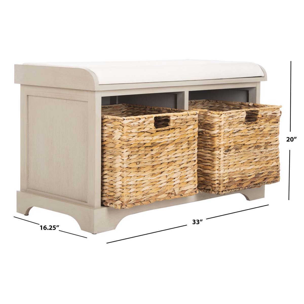 Safavieh Freddy Wicker Storage Bench - Vintage Grey