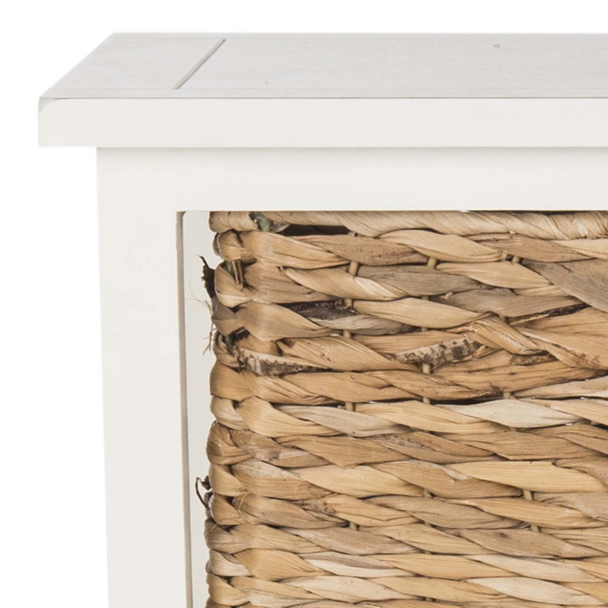 Safavieh Halle 3 Wicker Basket Storage Side Table - Distressed White