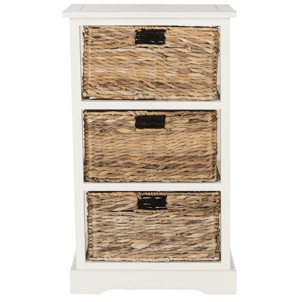 Safavieh Halle 3 Wicker Basket Storage Side Table - Distressed White