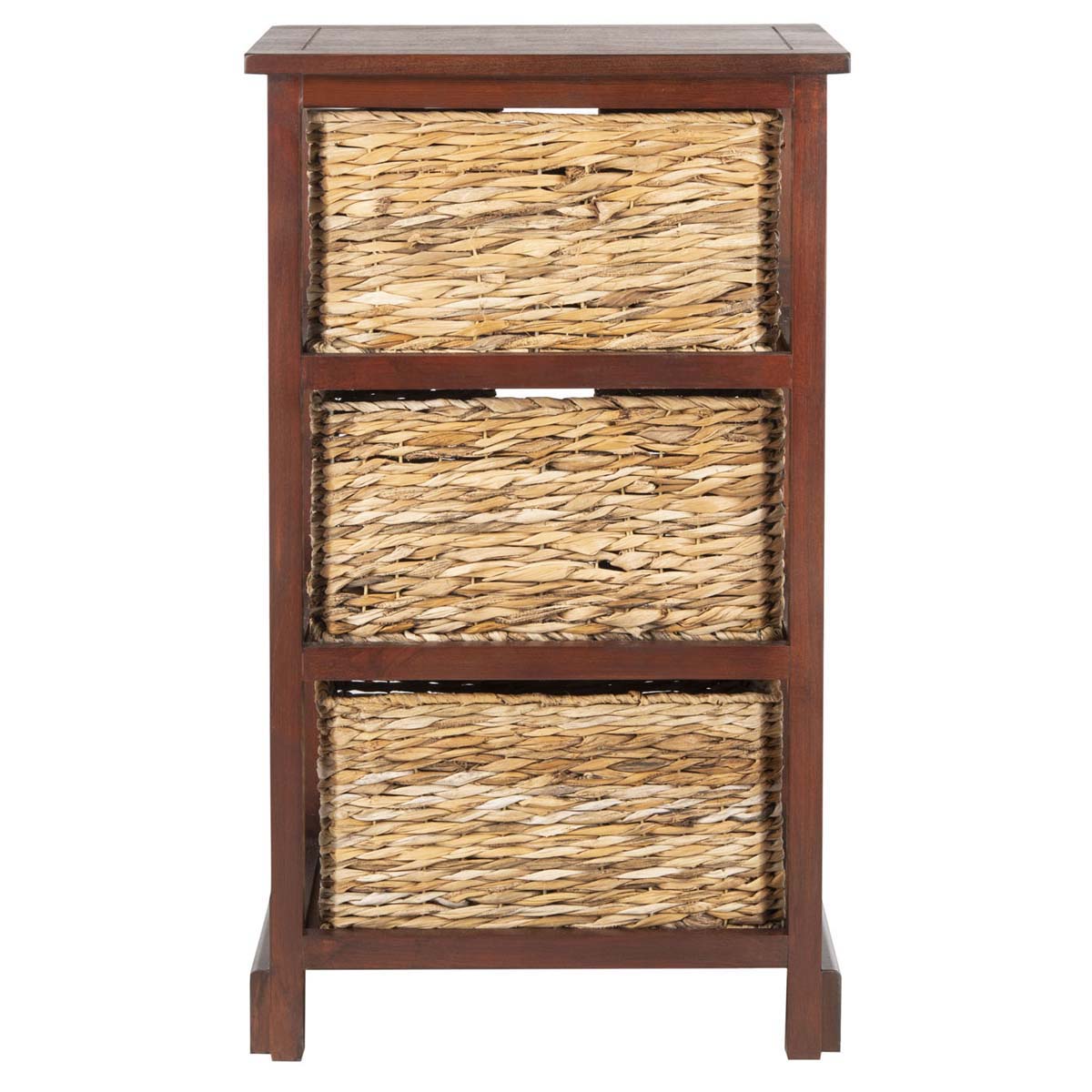 Safavieh Halle 3 Wicker Basket Storage Side Table - Cherry