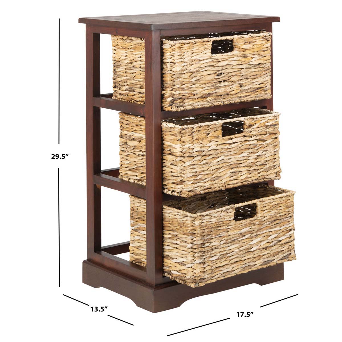 Safavieh Halle 3 Wicker Basket Storage Side Table - Cherry