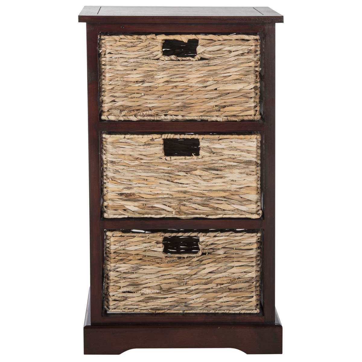 Safavieh Halle 3 Wicker Basket Storage Side Table - Cherry