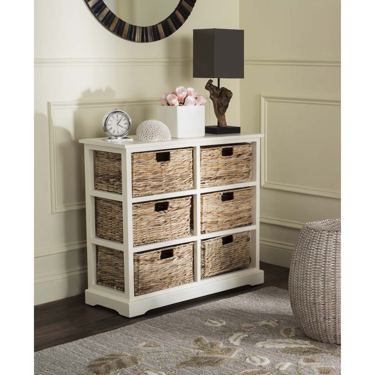 Safavieh Keenan 6 Wicker Basket Storage Chest - Distressed White