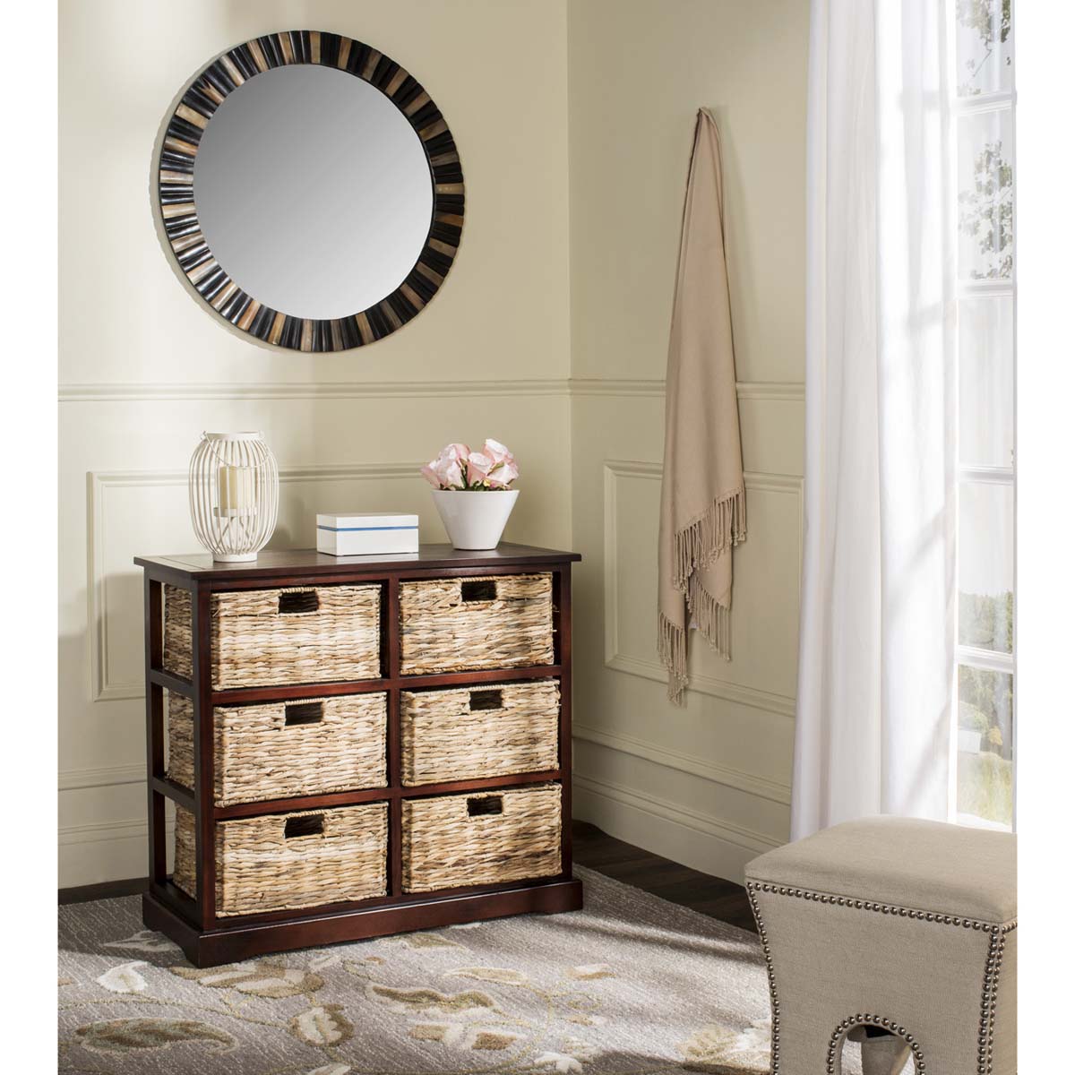 Safavieh Keenan 6 Wicker Basket Storage Chest - Cherry