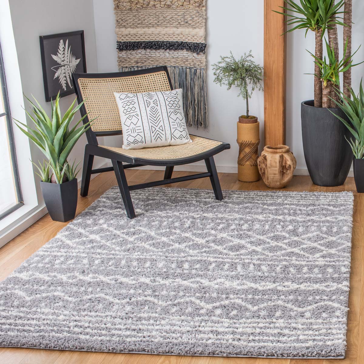 Safavieh Arizona Shag 741 Rug, Grey, ASG741 - Grey / Ivory