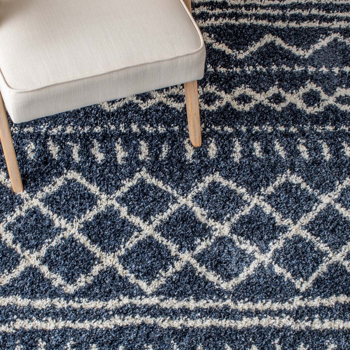 Safavieh Arizona Shag 741 Rug, Blue, ASG741 - Slate Blue / Ivory
