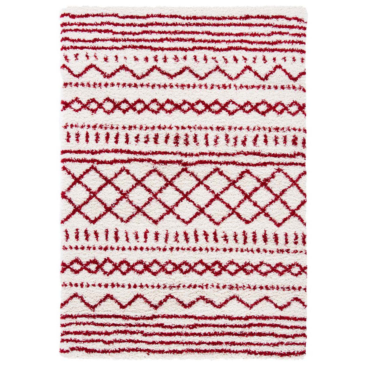 Safavieh Arizona Shag 741 Rug, Red, ASG741 - Ivory / Red