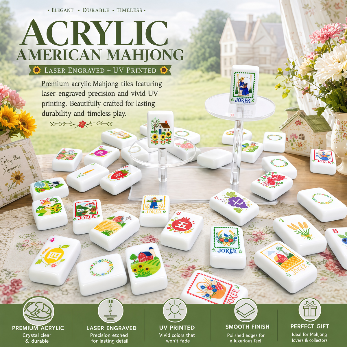 Country Garden Mahjong Tile Set