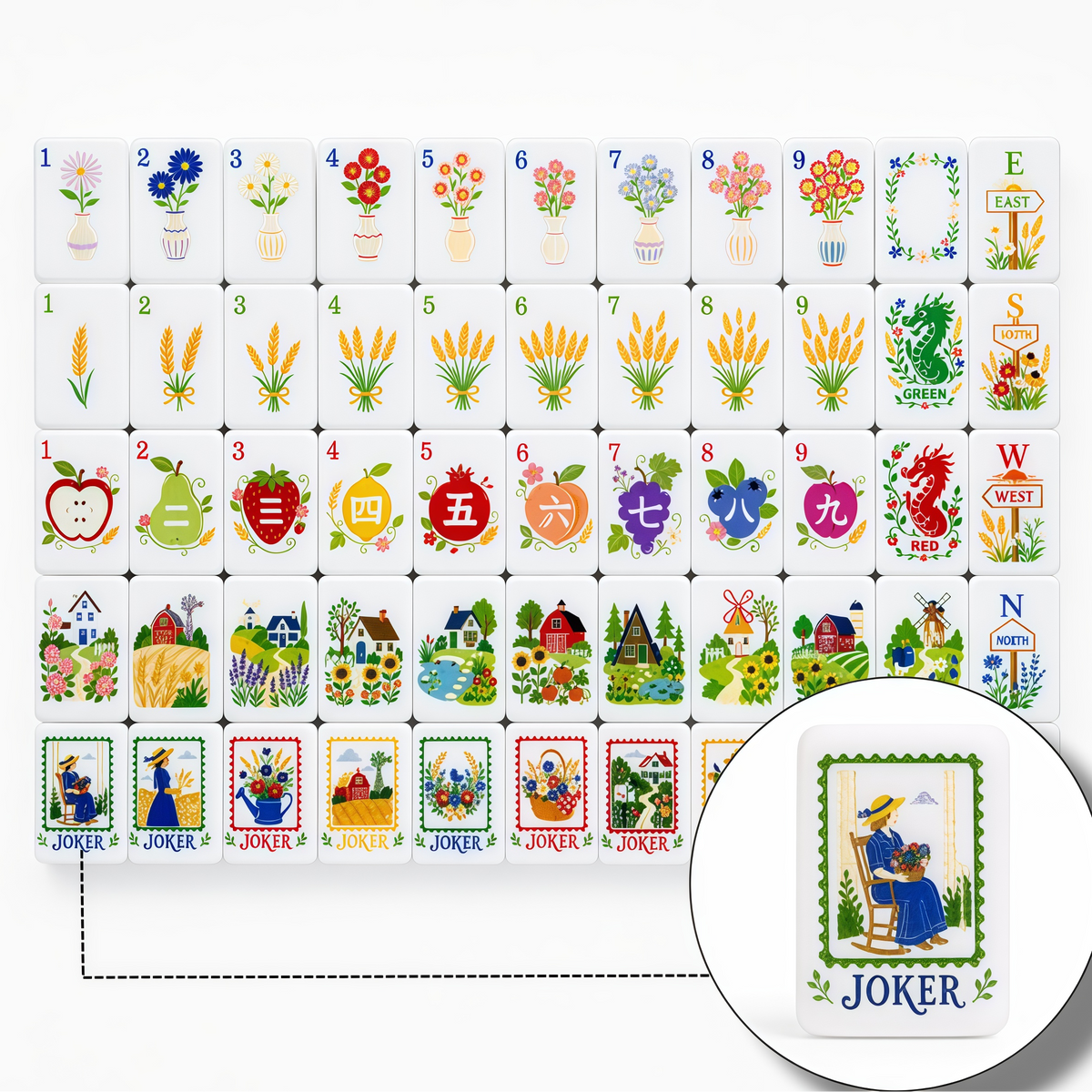 Country Garden Mahjong Tile Set