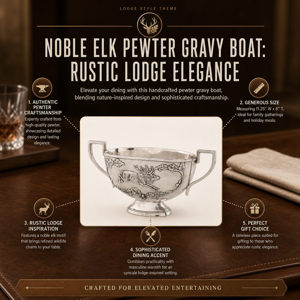 Noble Elk Pewter Gravy Boat