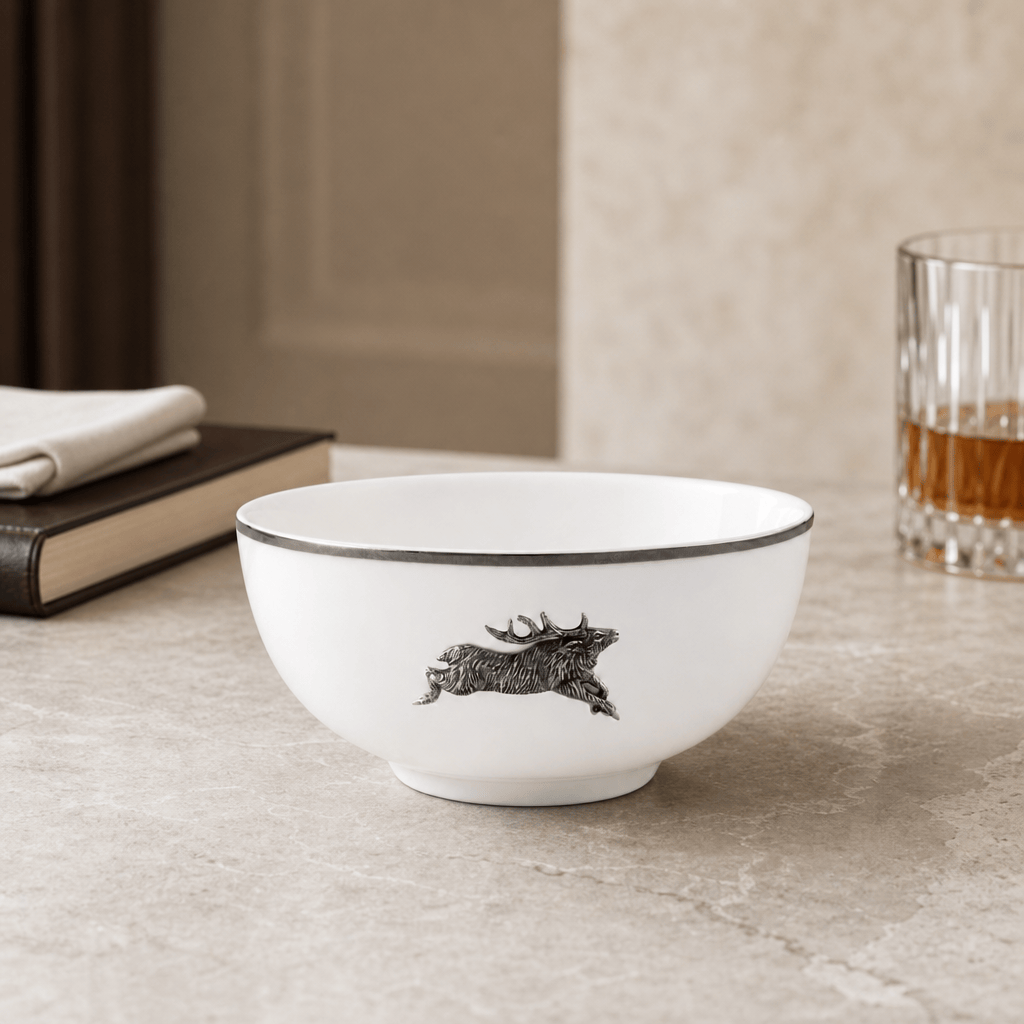 Running Elk Cereal Bowl Bone China Platinum Rim