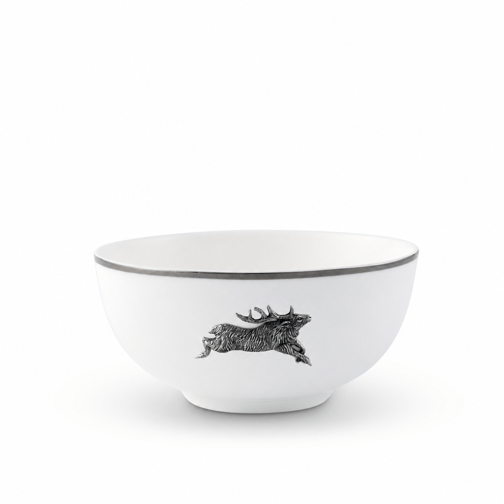 Running Elk Cereal Bowl Bone China Platinum Rim