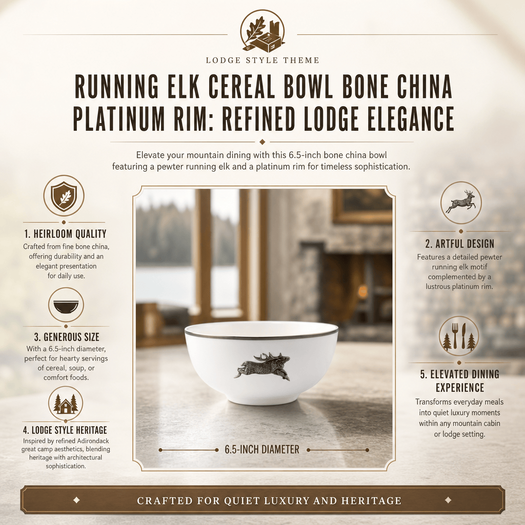 Running Elk Cereal Bowl Bone China Platinum Rim