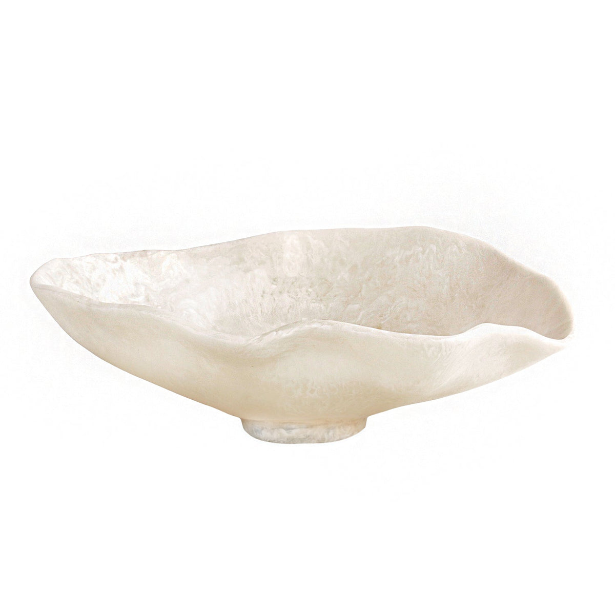 RESIN Alabaster Large Oval Bowl White Swirl