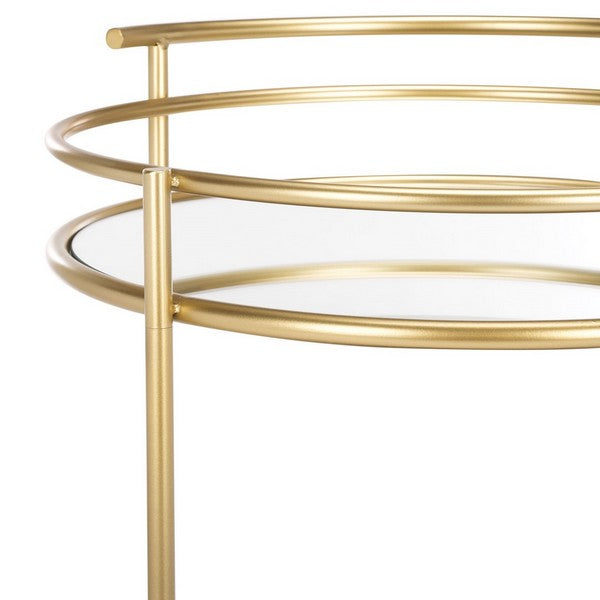 Ida 2 Tier Bar Cart, BCT2500 | Safavieh - Gold / Mirror