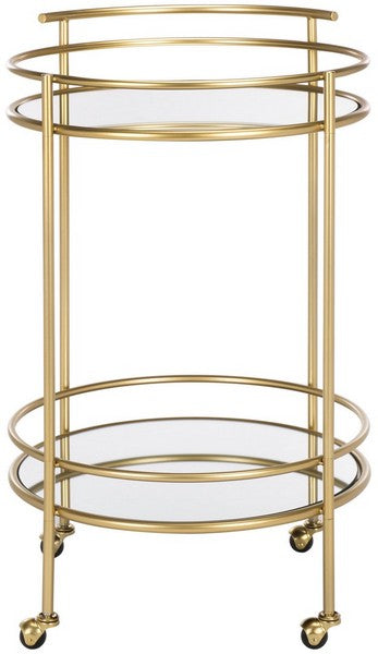 Ida 2 Tier Bar Cart, BCT2500 | Safavieh - Gold / Mirror