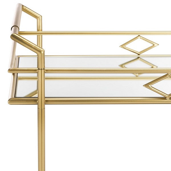 Elspeth 2 Tier Bar Cart, BCT2501 | Safavieh - Gold / Mirror