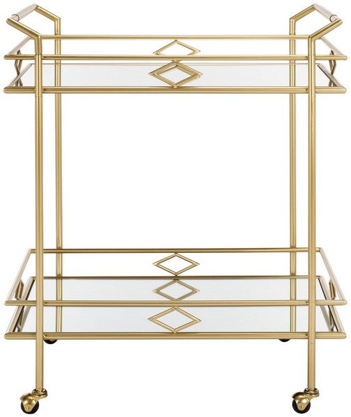 Elspeth 2 Tier Bar Cart, BCT2501 | Safavieh - Gold / Mirror