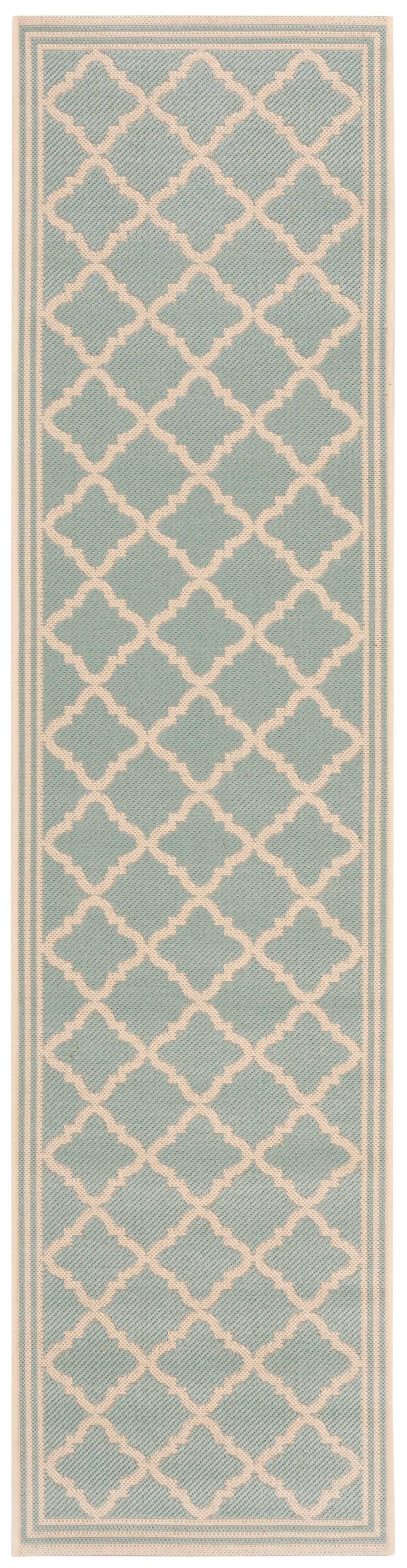 Beach House Rug | Safavieh -  BHS121K - Aqua / Cream