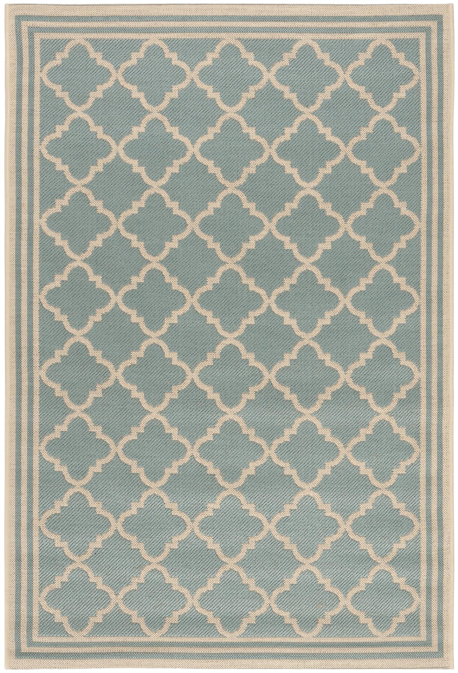 Beach House Rug | Safavieh -  BHS121K - Aqua / Cream