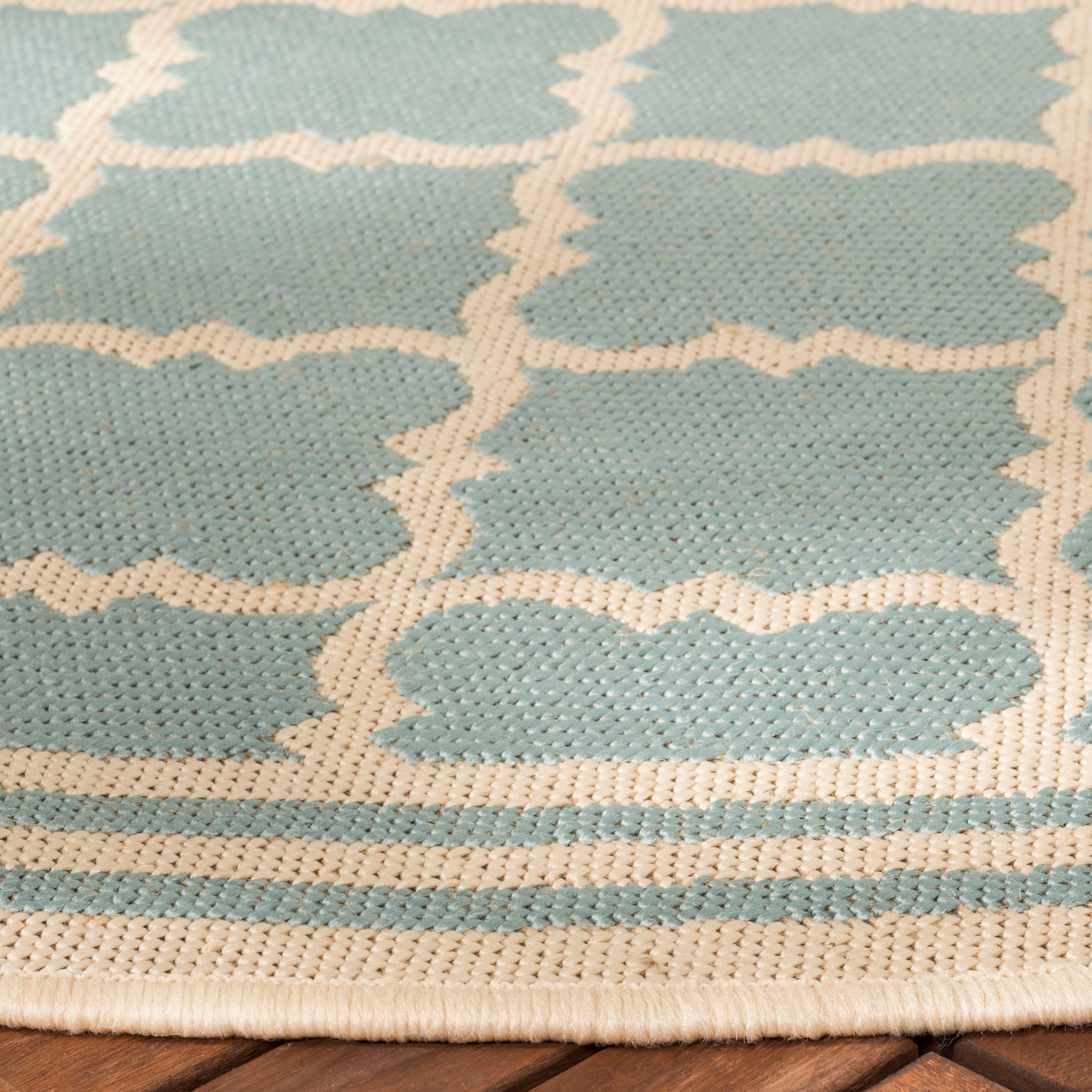 Beach House Rug | Safavieh -  BHS121K - Aqua / Cream