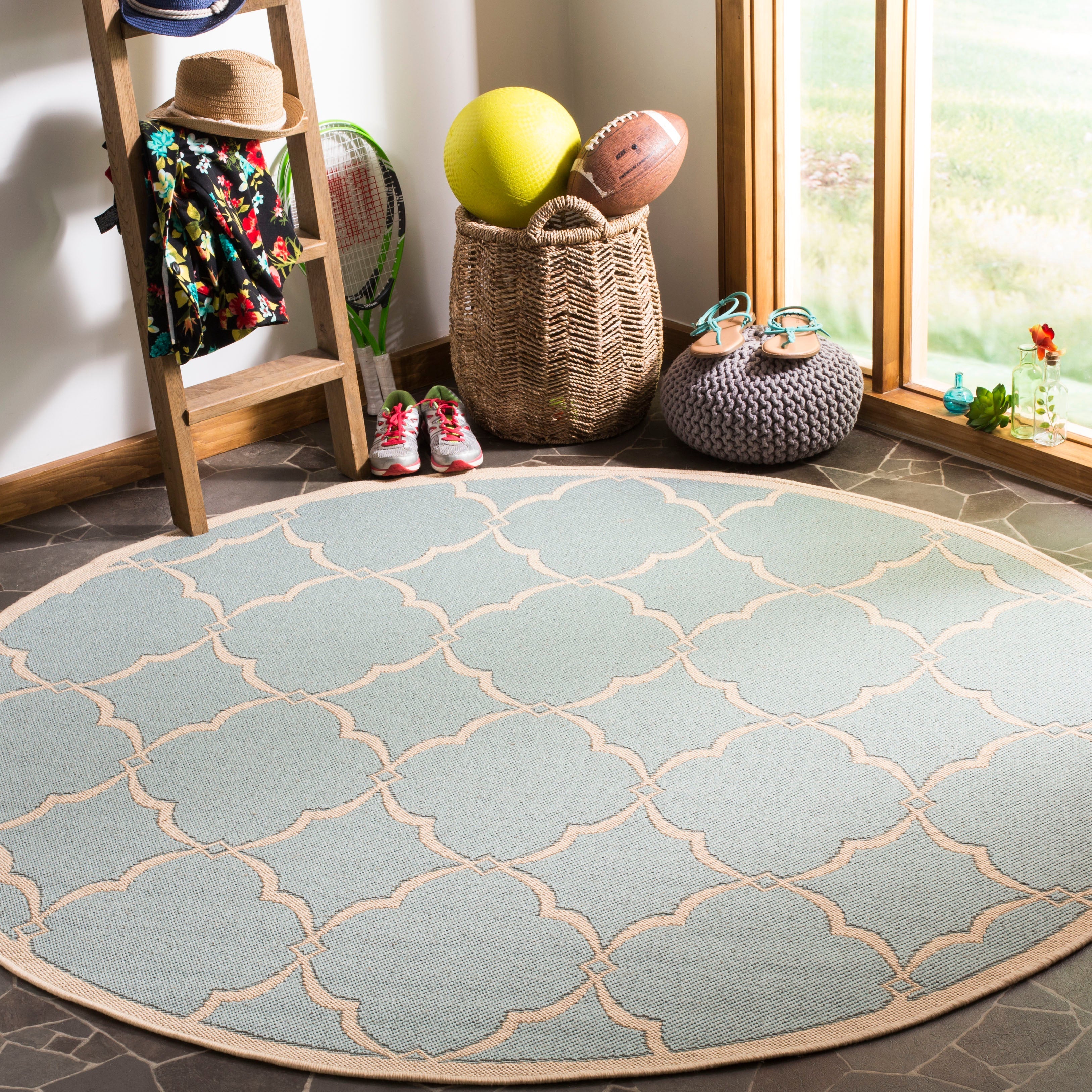 Beach House 125 Rug | Safavieh - BHS125 - Aqua / Cream