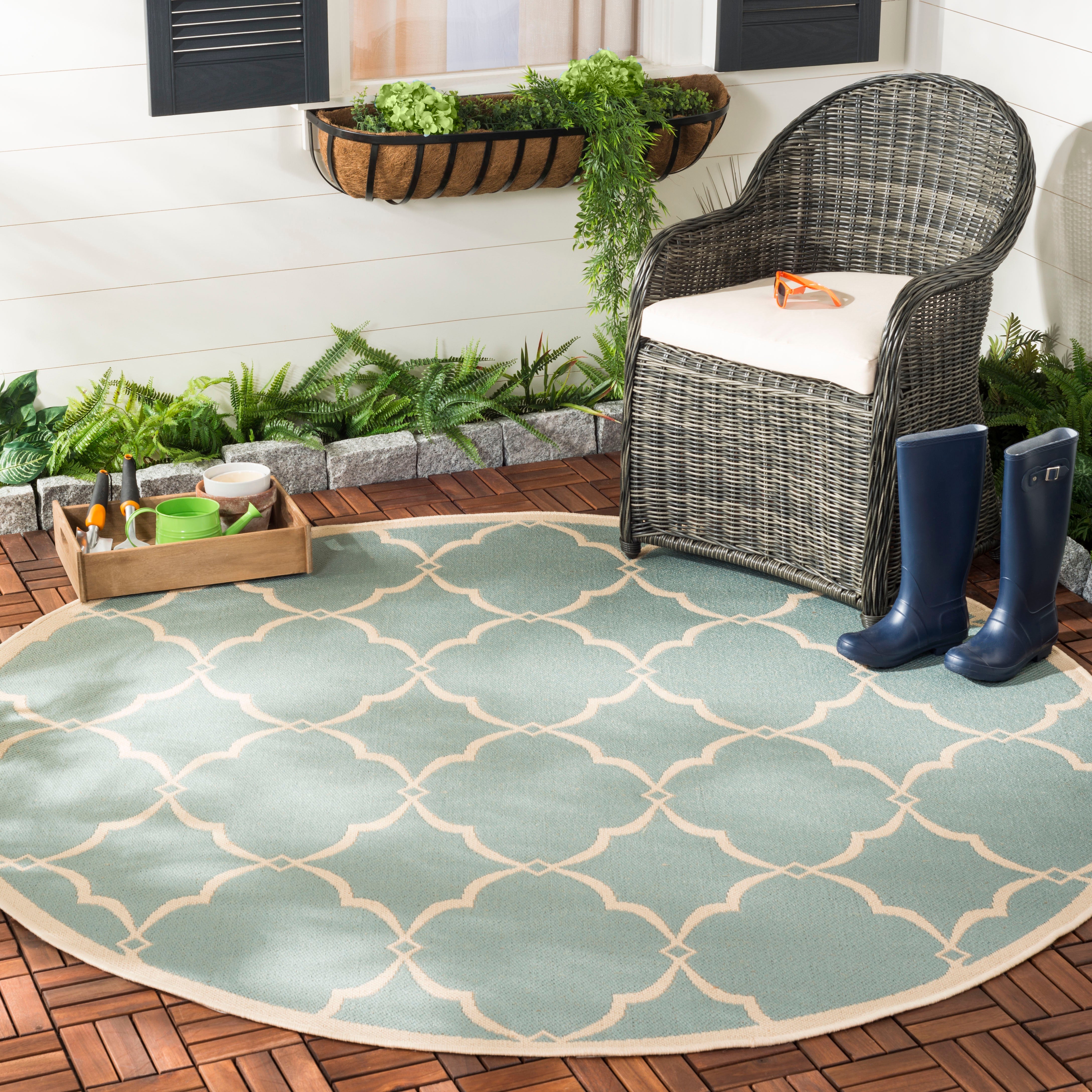 Beach House 125 Rug | Safavieh - BHS125 - Aqua / Cream