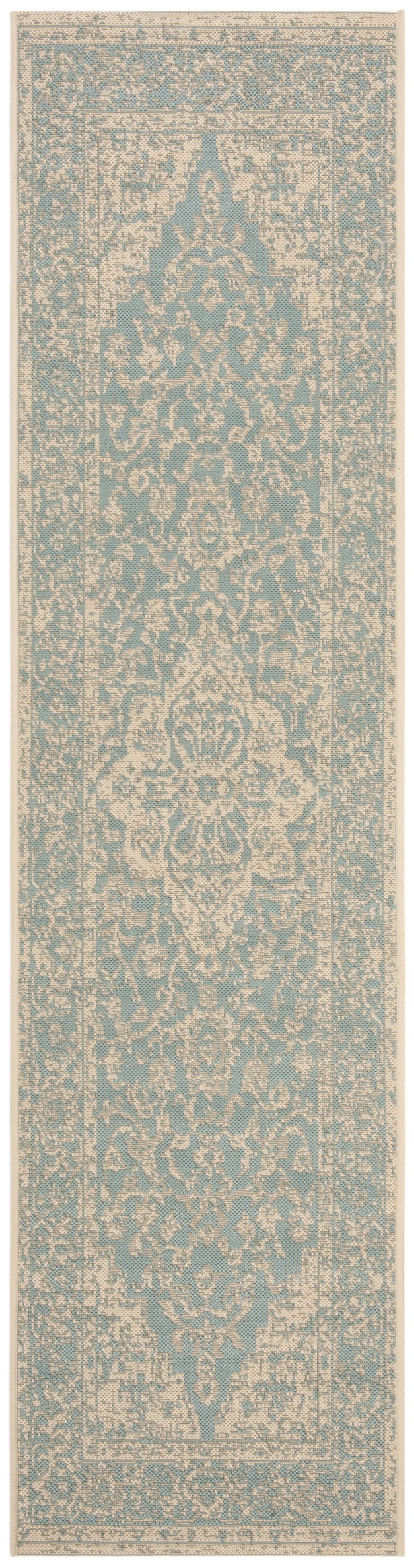 Beach House Rug | Safavieh -  BHS137K - Aqua / Cream