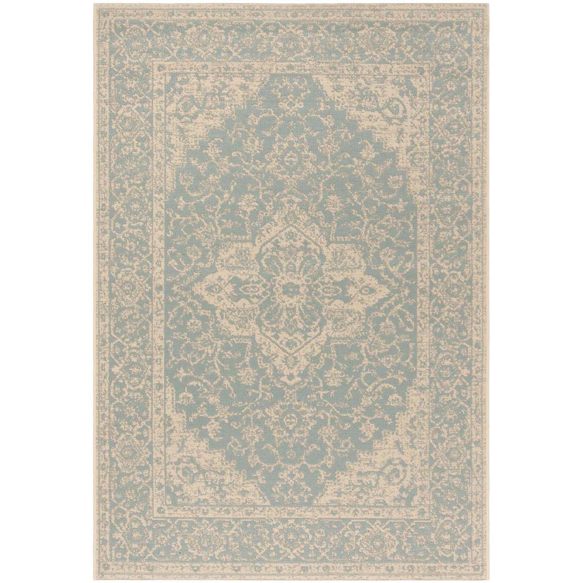 Beach House Rug | Safavieh -  BHS137K - Aqua / Cream