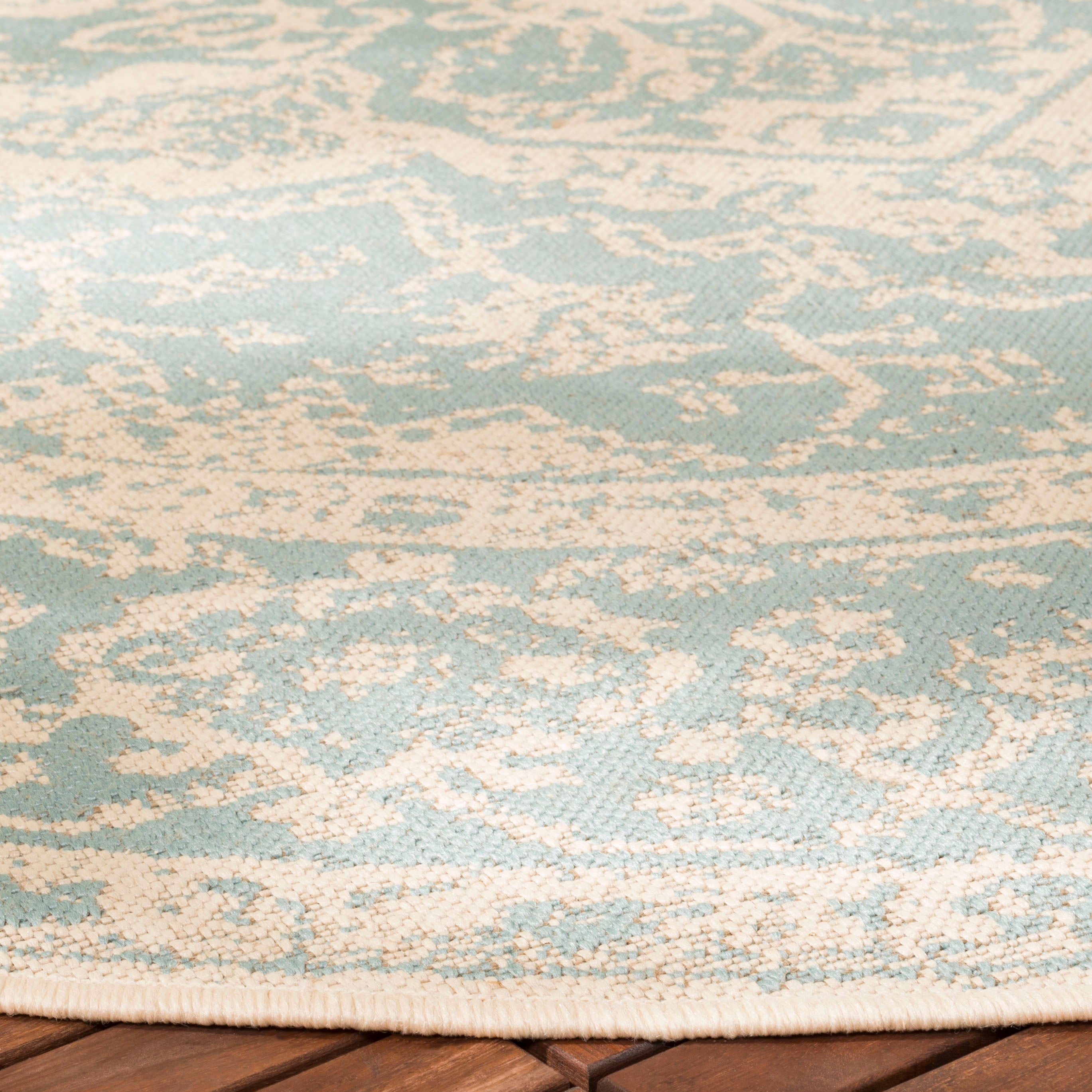 Beach House Rug | Safavieh -  BHS137K - Aqua / Cream