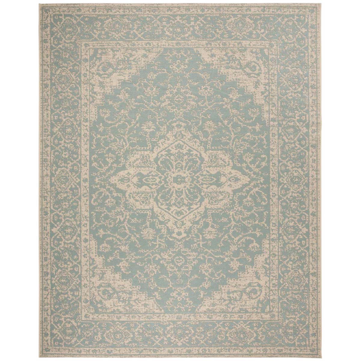 Beach House Rug | Safavieh -  BHS137K - Aqua / Cream