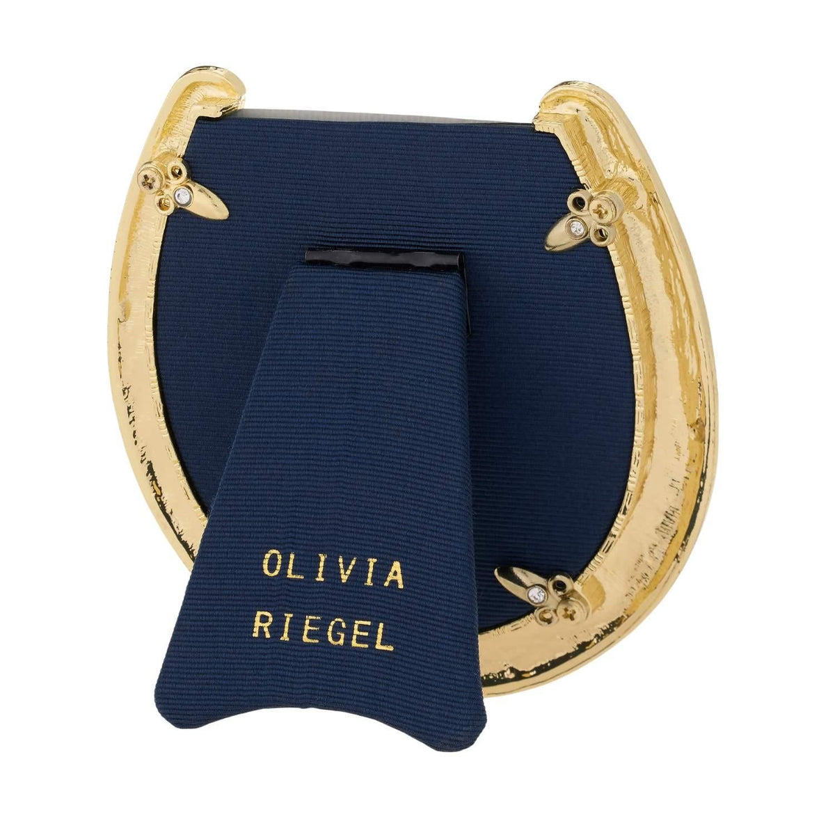Horseshoe Frame with Capri Blue Stones, Gold