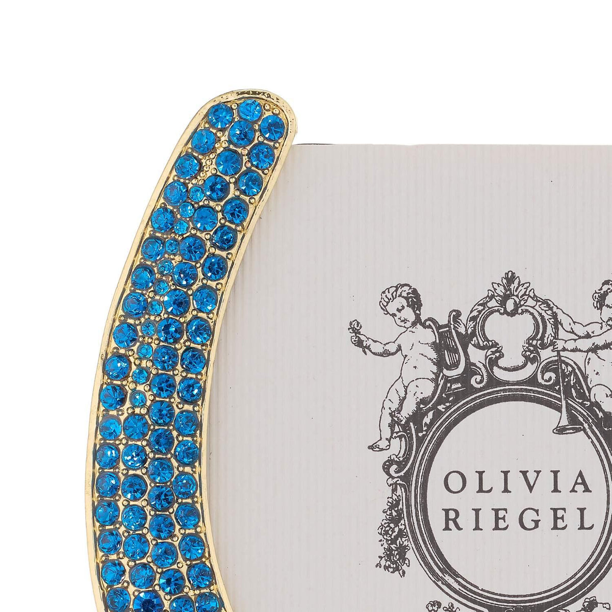 Horseshoe Frame with Capri Blue Stones, Gold