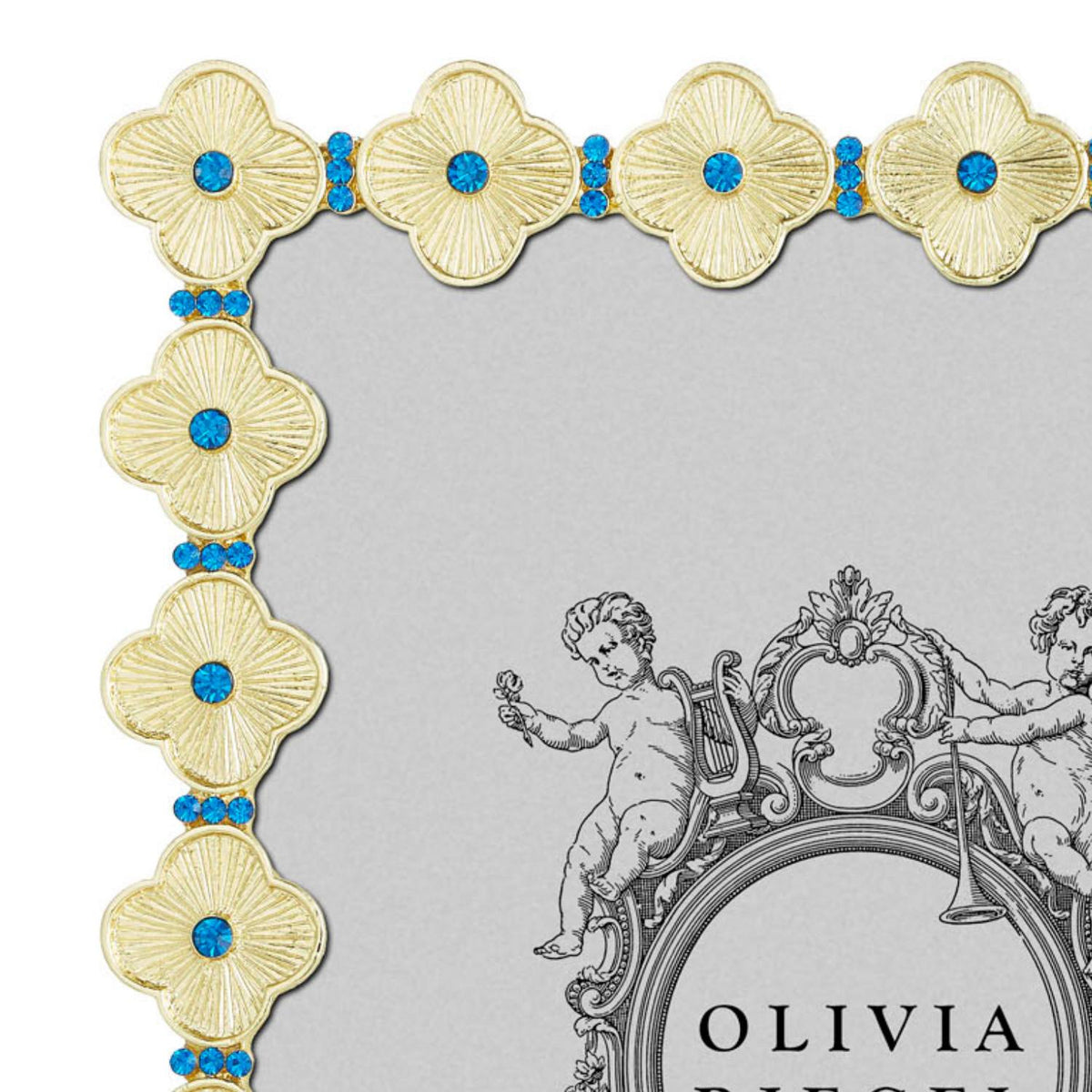 Clover 4" x 6" Picture Frame with Capri Blue Stones, Gold
