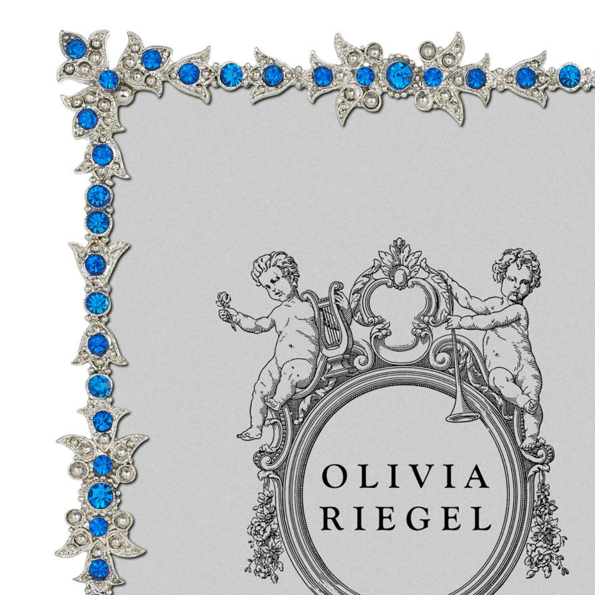 Luxembourg 5" x 7" Picture Frame with Capri Blue Stones, Silver