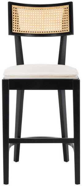 Galway Cane Counter Stool, BST1504 | Safavieh - Black / Natural