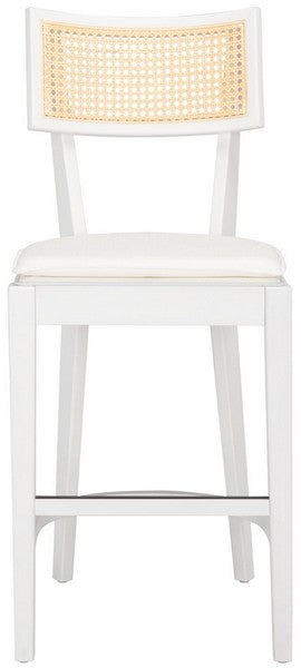 Galway Cane Counter Stool, BST1504 | Safavieh - White / Natural