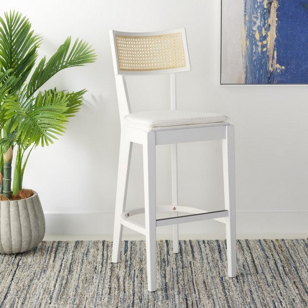 Galway Cane Bar Stool, BST1505 | Safavieh - White / Natural