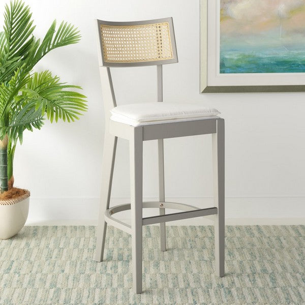 Galway Cane Bar Stool, BST1505 | Safavieh - Grey / Natural