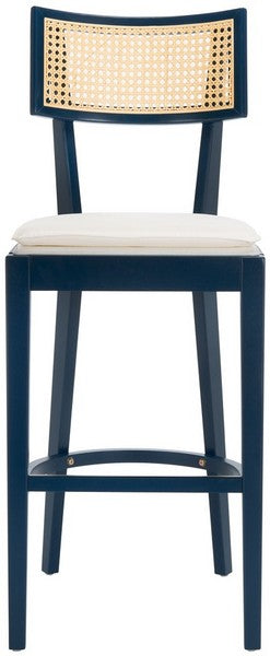 Galway Cane Bar Stool, BST1505 | Safavieh - Navy / Natural