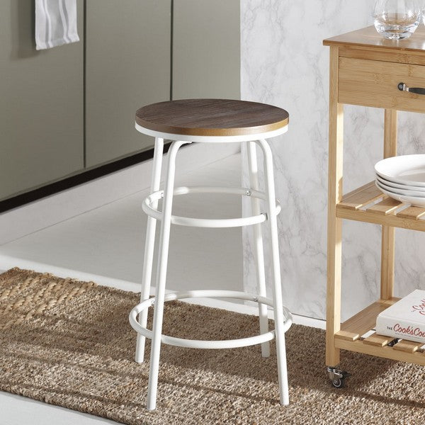 Ford Counter Stool, BST2501 | Safavieh - Natural Brown / White 