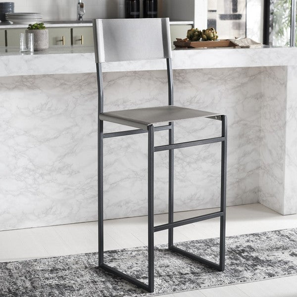 Layne Barstool, BST3021 | Safavieh - Light Grey / Black 