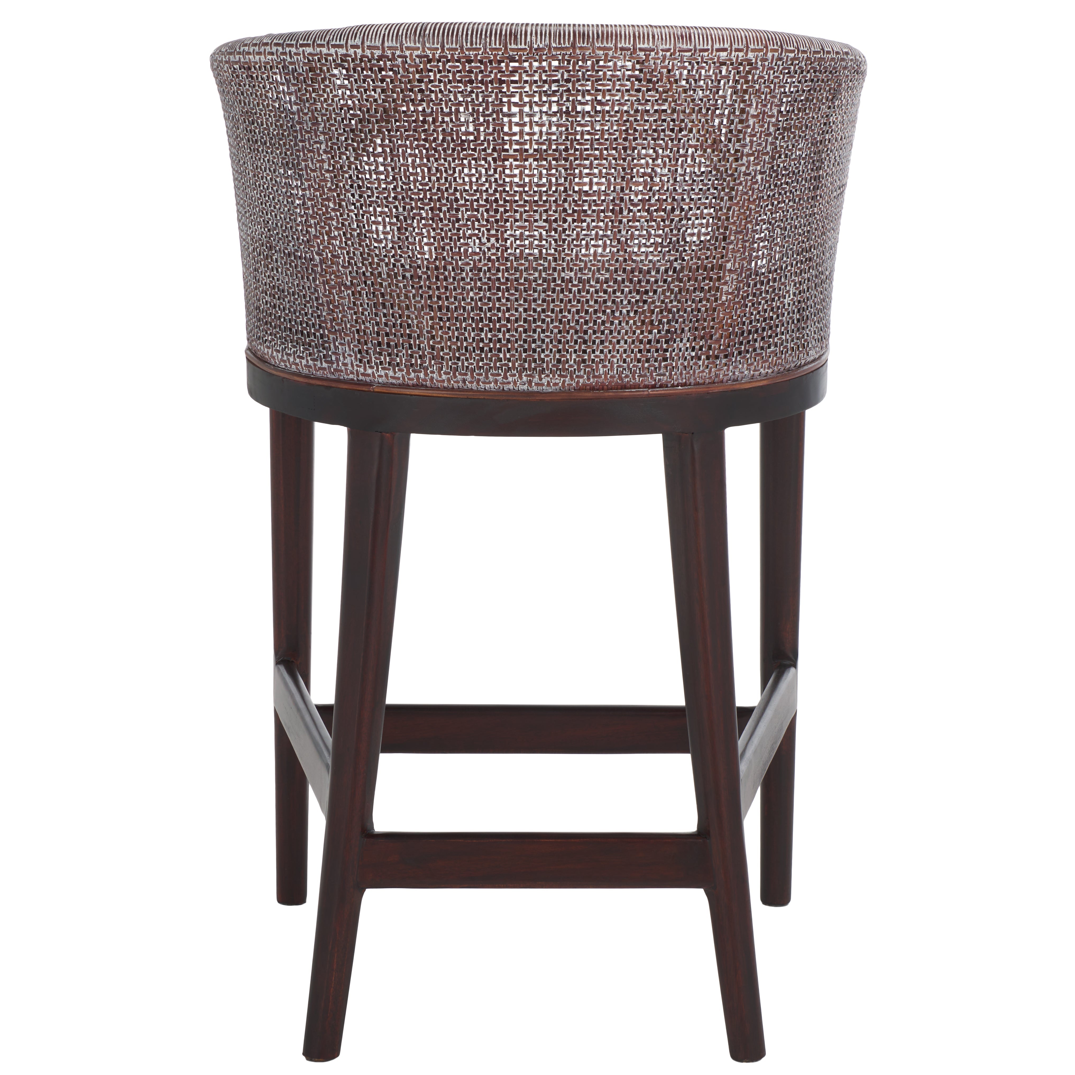 Brando Counter Stool | Safavieh - BST4000 - Brown White Wash Weave / Brown / Dark Brown Cushion