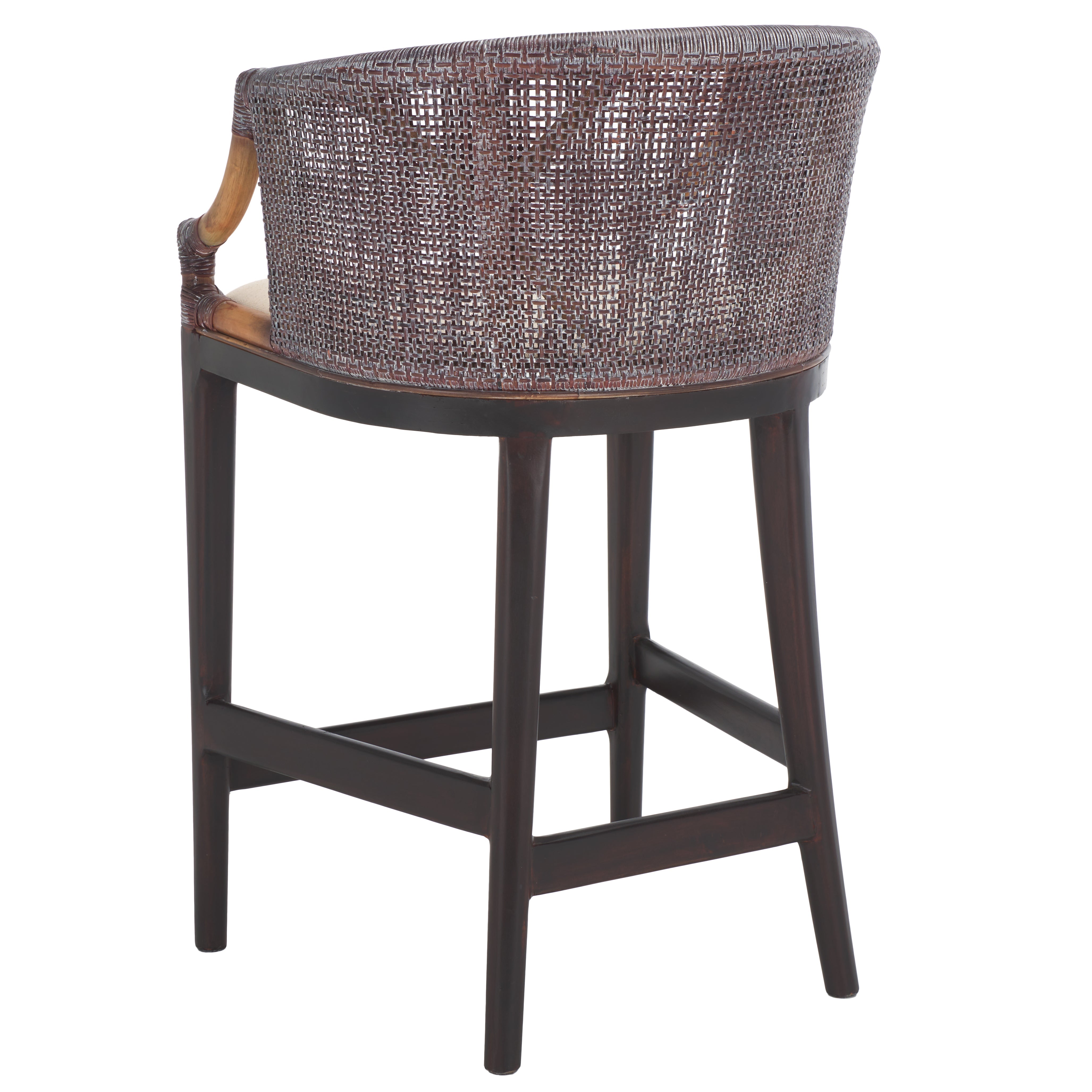 Brando Counter Stool | Safavieh - BST4000 - Brown White Wash Weave / Brown / Holy White Cushion