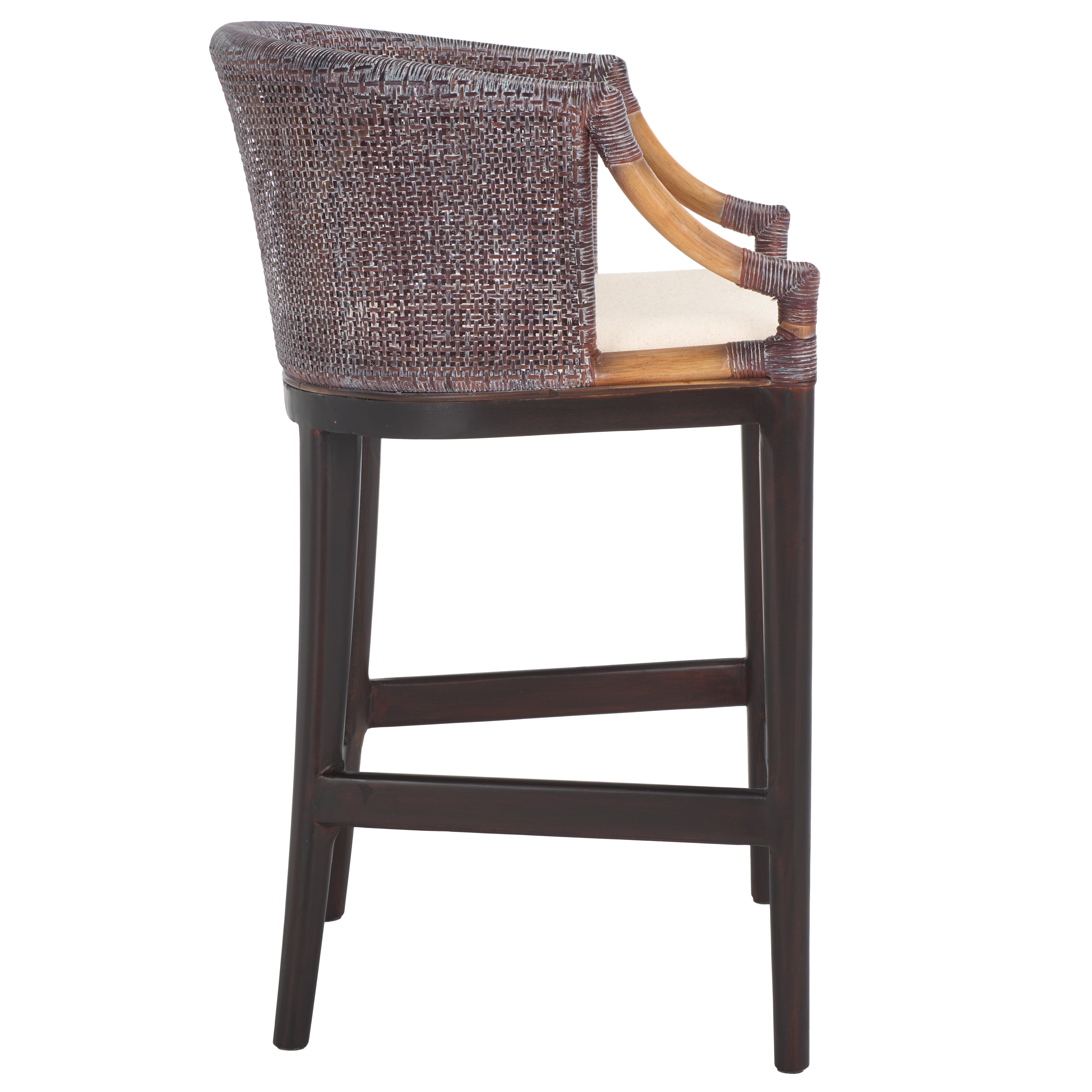 Brando Counter Stool | Safavieh - BST4000 - Brown White Wash Weave / Brown / Holy White Cushion