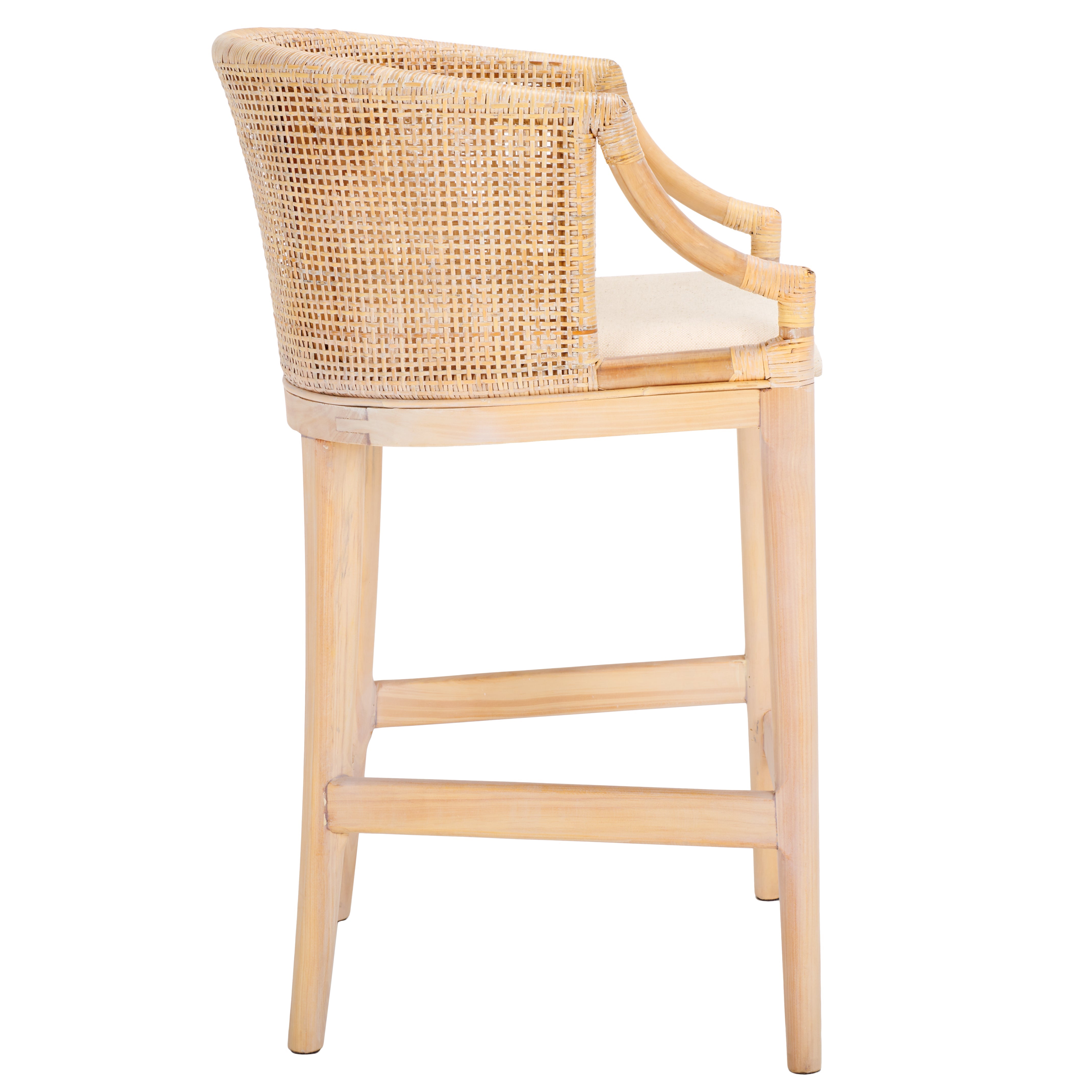 Brando Counter Stool | Safavieh - BST4000 - Natural White Wash Weave / White Wash / Holy White Cushion