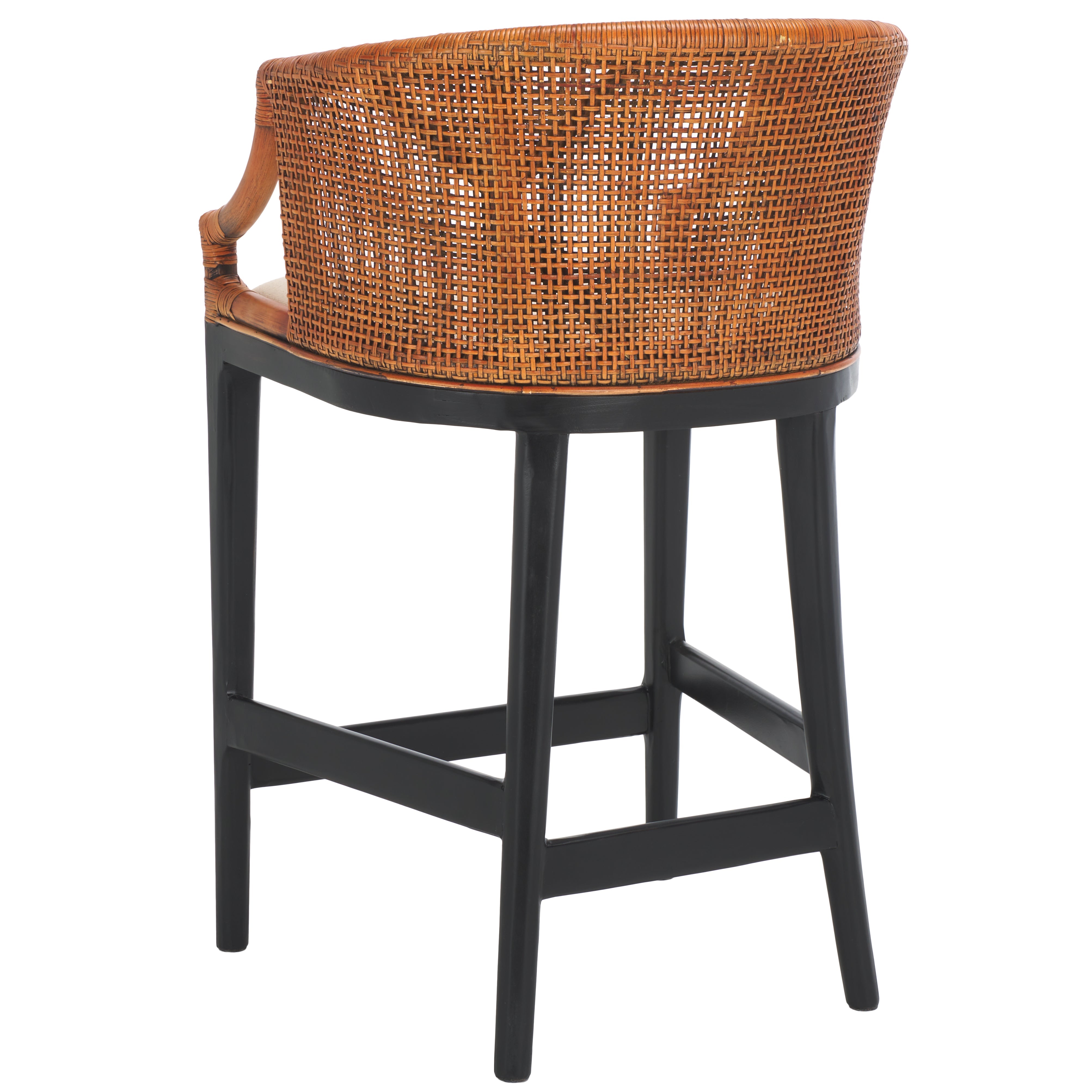 Brando Counter Stool | Safavieh - BST4000 - Brown Weave / Black / Holy White Cushion