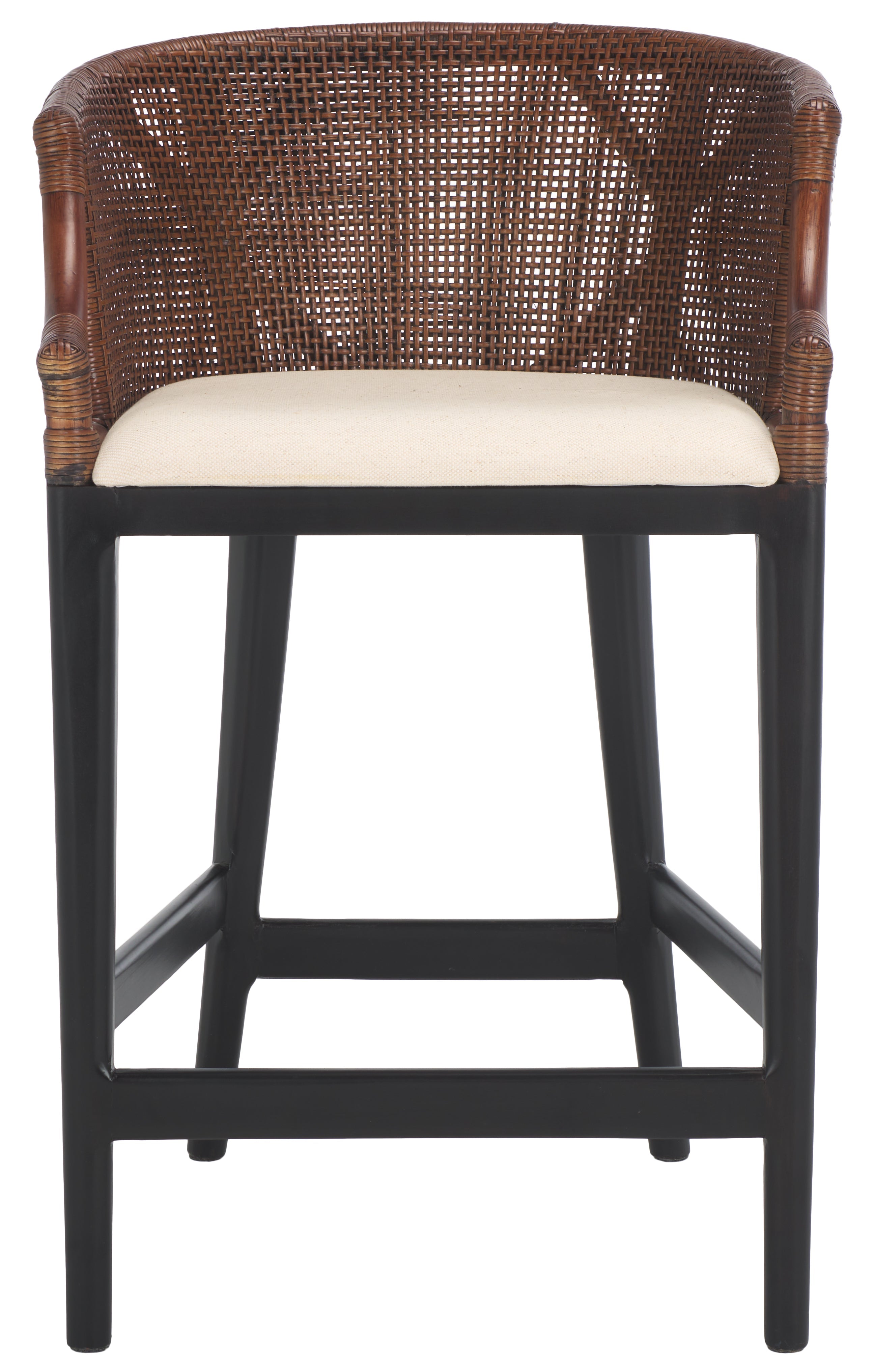 Brando Counter Stool | Safavieh - BST4000 - Dark Brown / Black / White Cushion